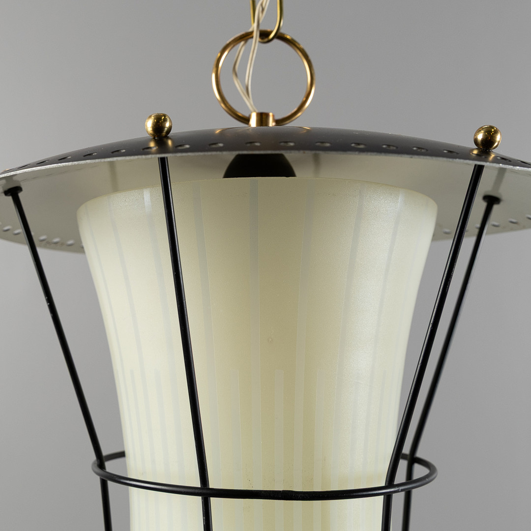 TAKLAMPA, glas och metall, 1950/60-tal.