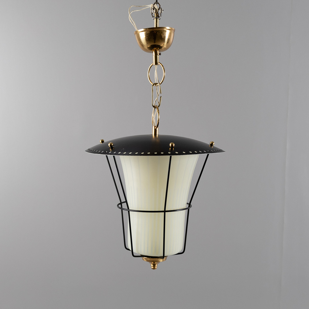 TAKLAMPA, glas och metall, 1950/60-tal.