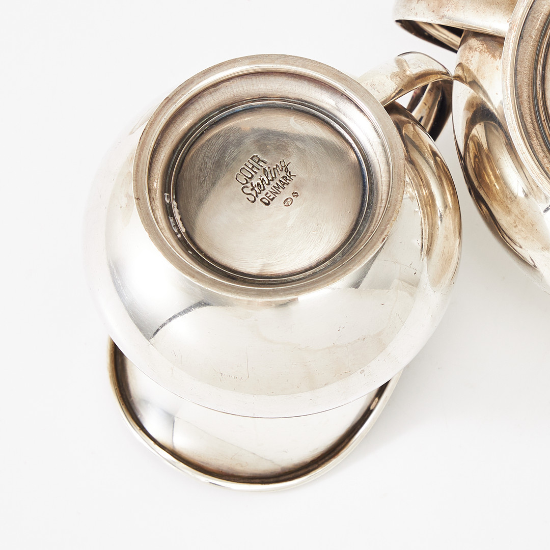 KAFFESERVIS, 3 delar, sterlingsilver, Cohr Danmark, svenska importstämplar.