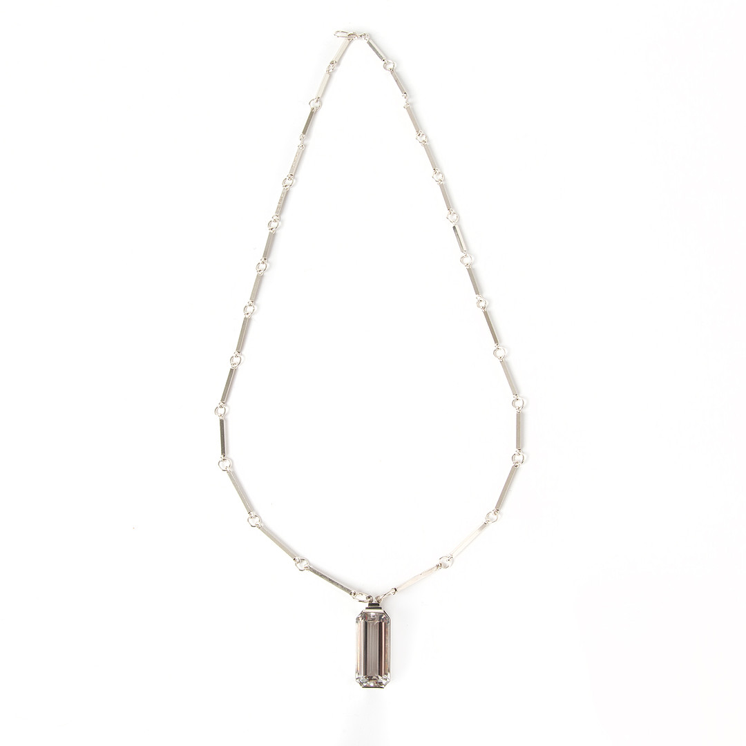 WIWEN NILSSON, collier, sterlingsilver med fasettslipad bergkristall, Lund, 1946.