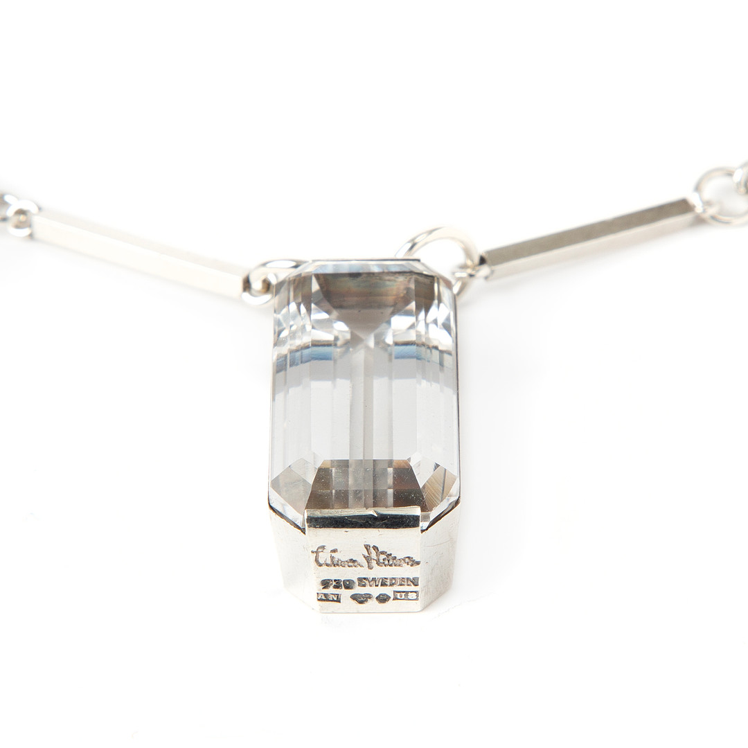 WIWEN NILSSON, collier, sterlingsilver med fasettslipad bergkristall, Lund, 1946.