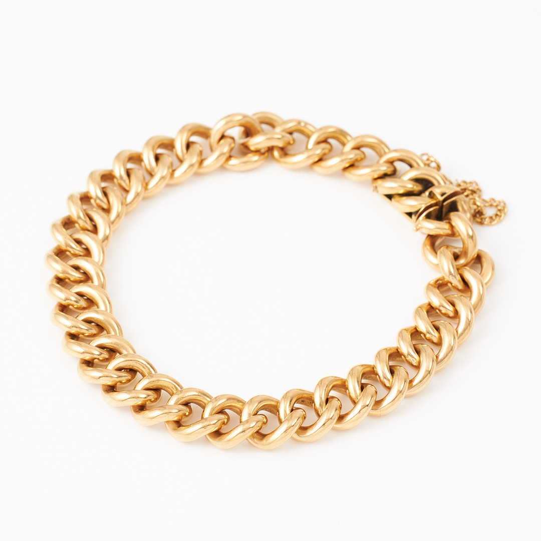 ARMBAND, 18 k guld, manglad pansarlänk, Mandahls Eftr AB, Nils-Eric Quists, Helsingborg 1940.