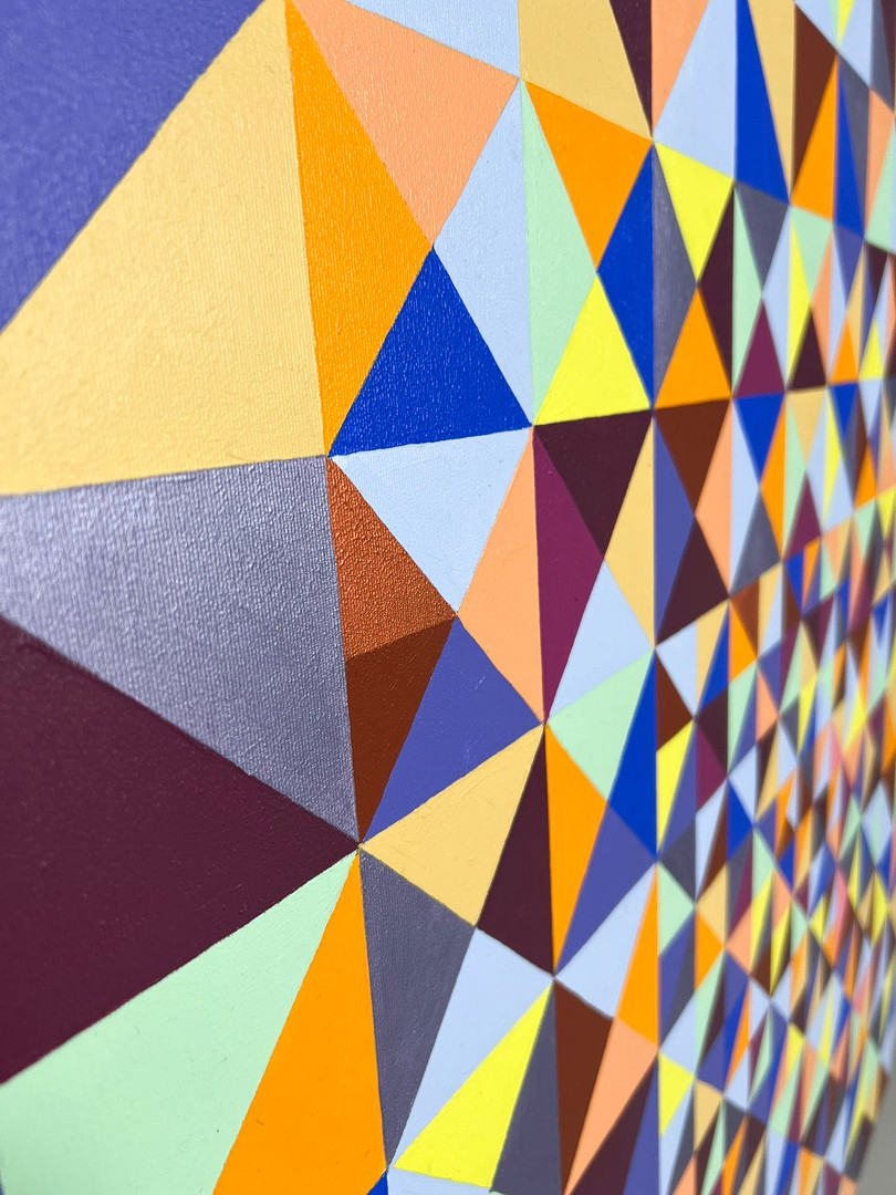 Lena László, Acryl auf Leinwand, 'Exactly 299 triangles'.
