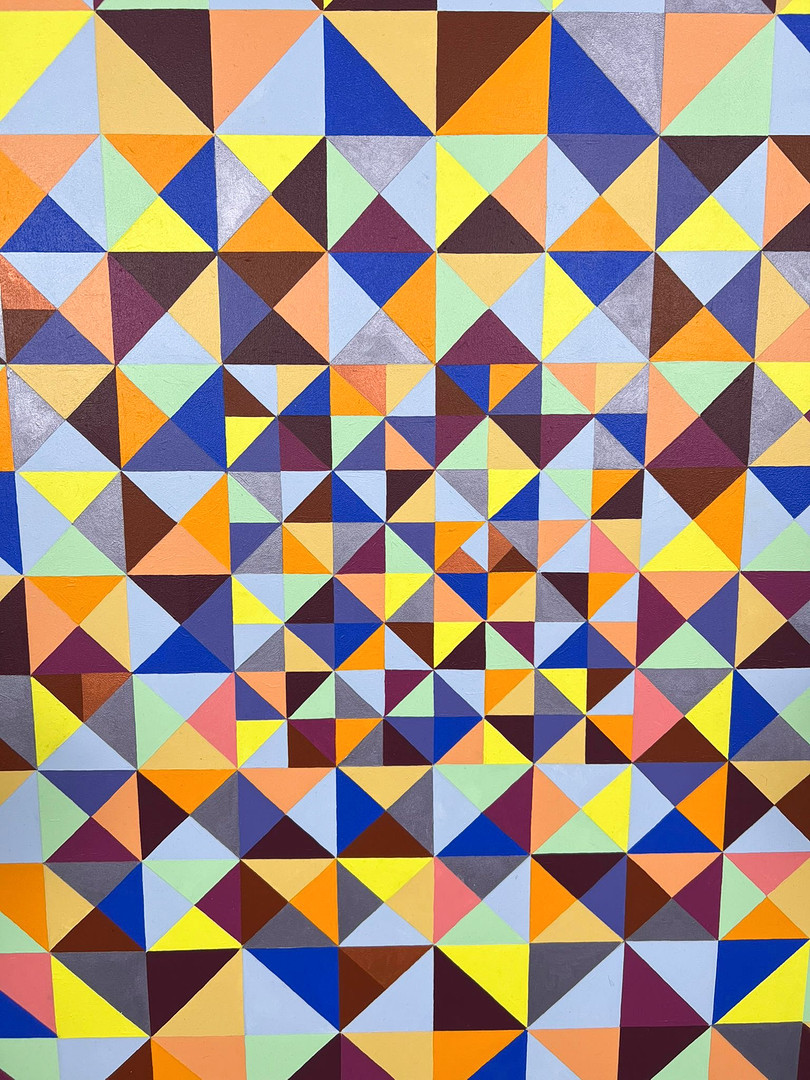 Lena László, Acryl auf Leinwand, 'Exactly 299 triangles'.