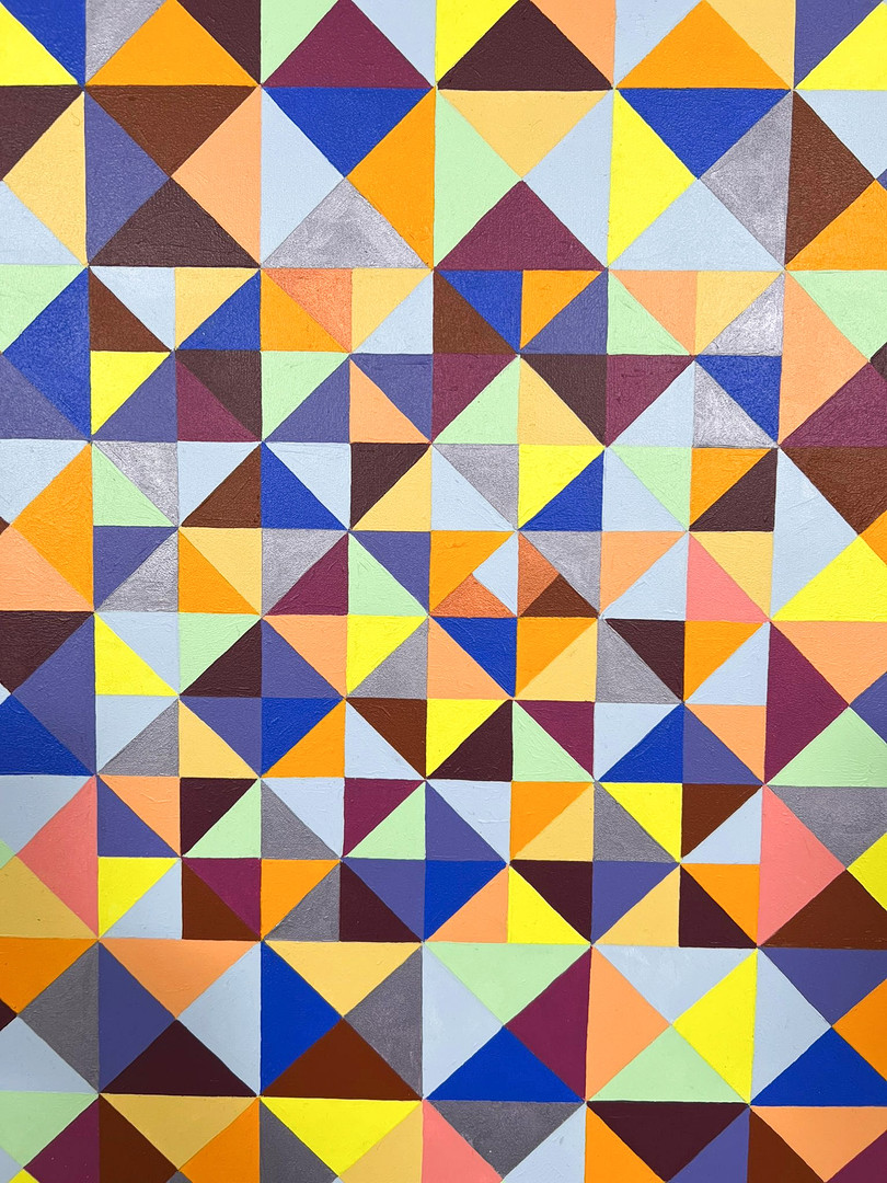Lena László, Acryl auf Leinwand, 'Exactly 299 triangles'.