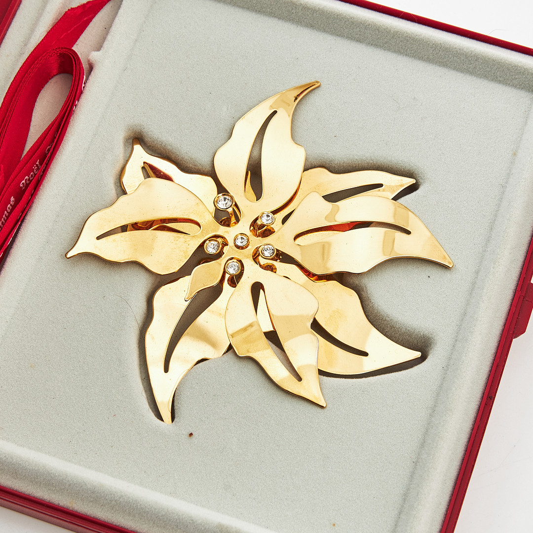 GEORG JENSEN. julgransornament / julmobiler, 8 st, Danmark, varierande år, guldpläterade.