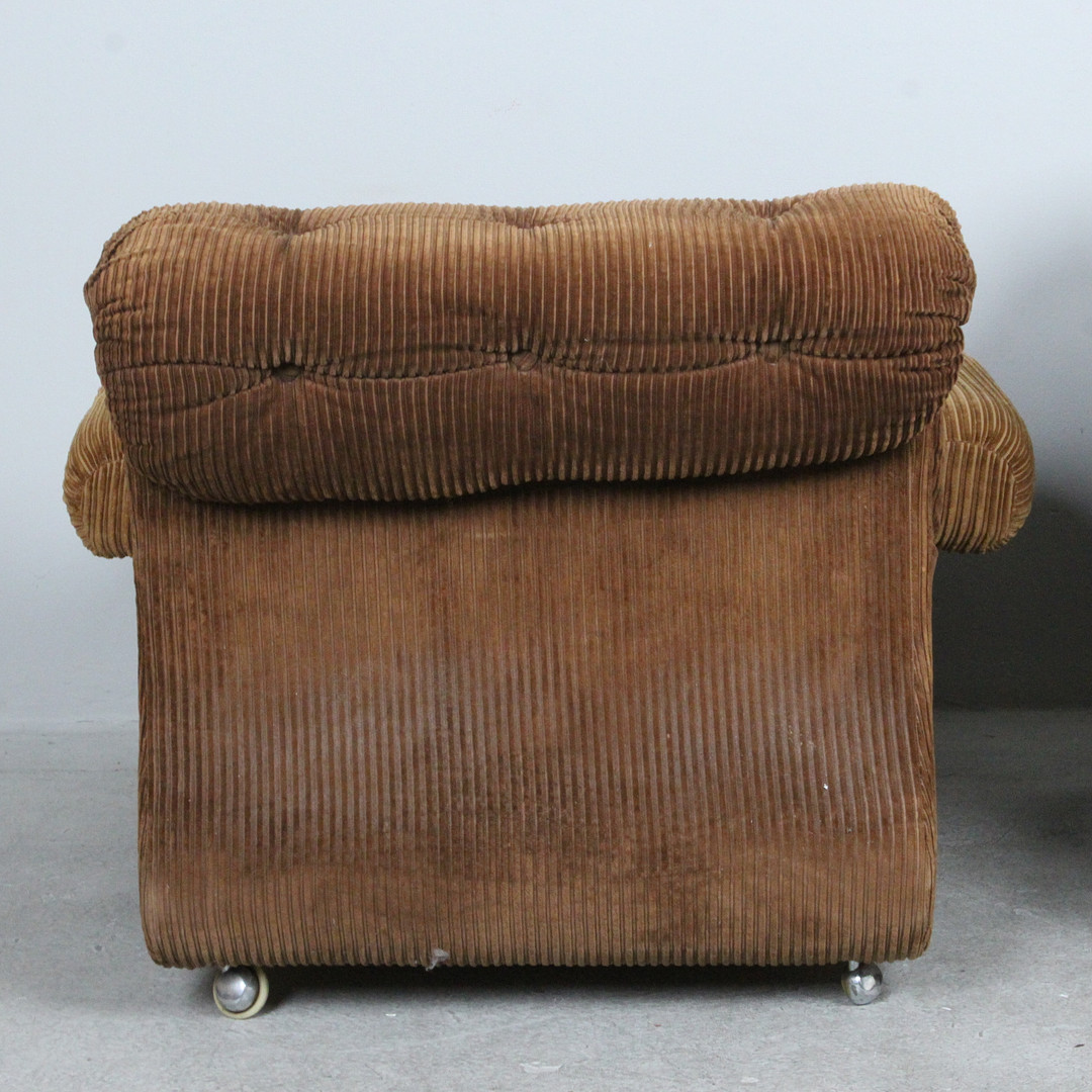 Paar Loungesessel / Sofaelemente, Cord, 1970er Jahre.