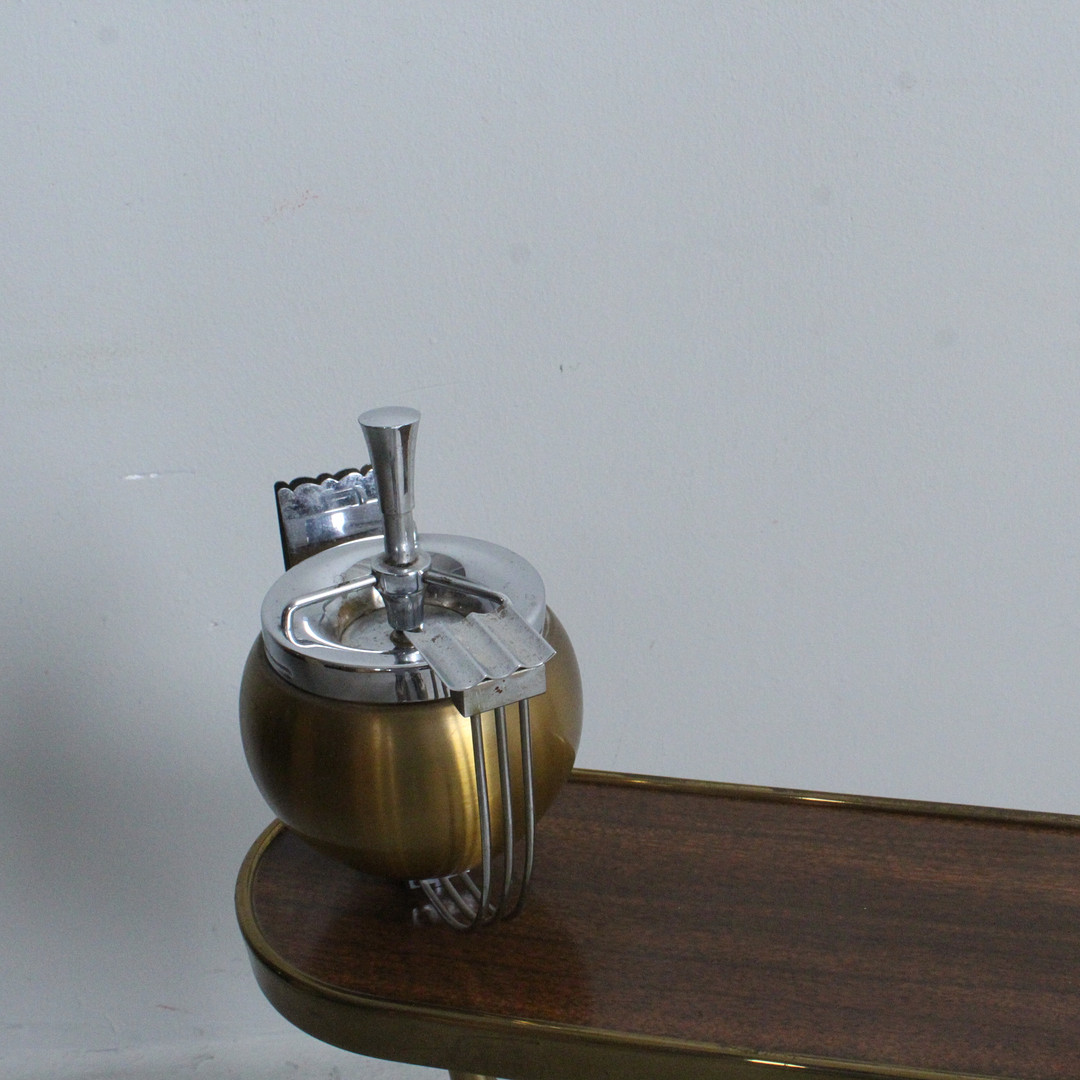 Art Deco Rauchertisch, Messing,Holz.