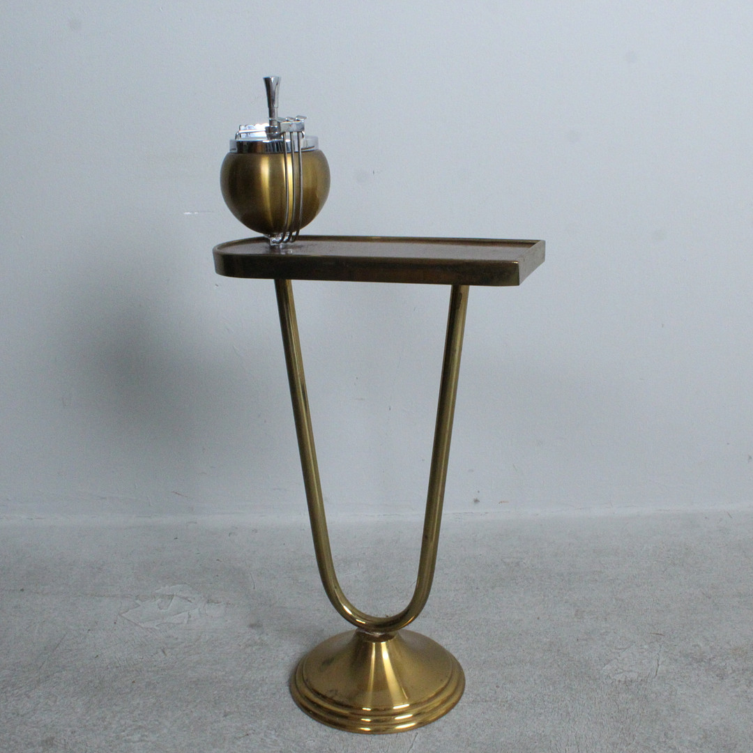Art Deco Rauchertisch, Messing,Holz.