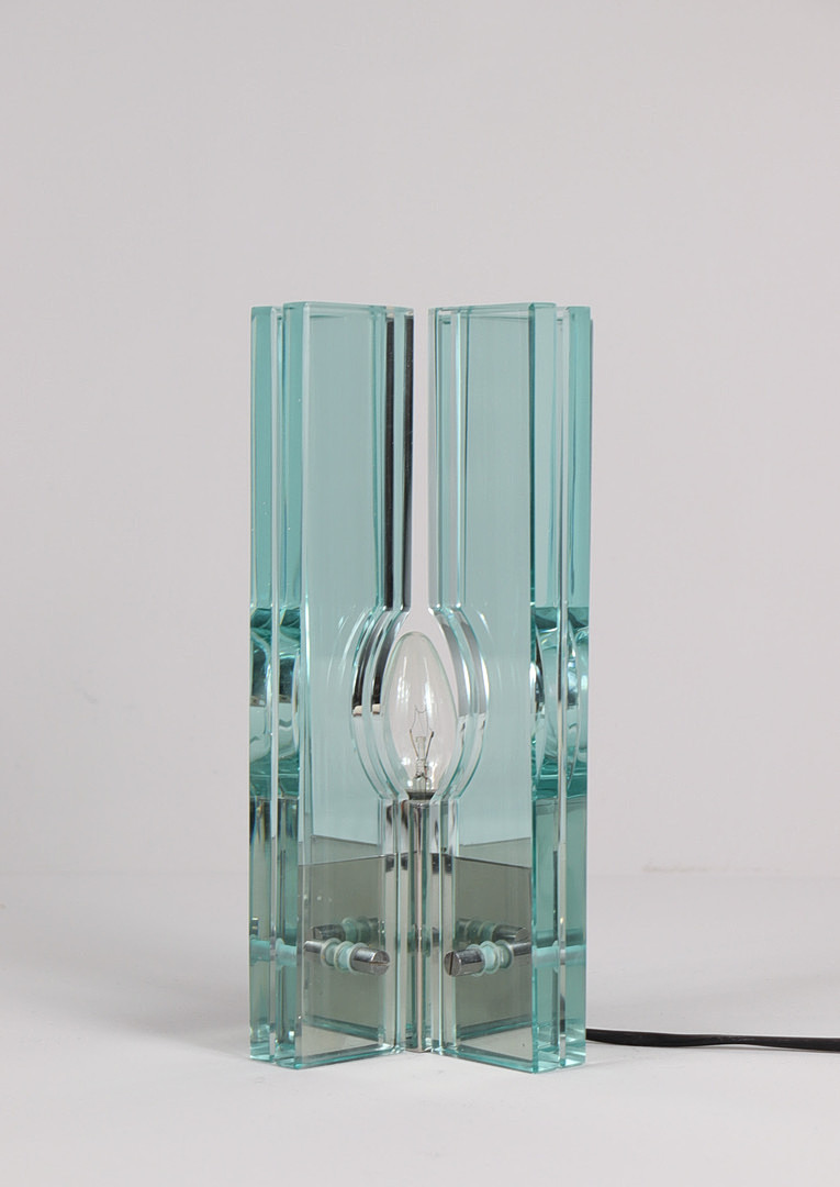 GIORGIO REGGIORI. 2er Set Tischlampen/Glasobjekte von Giorgio Reggiori für Gallotti & Radice, 1960er Jahre, Italien.