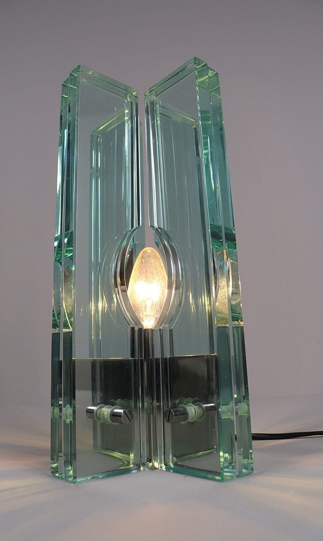 GIORGIO REGGIORI. 2er Set Tischlampen/Glasobjekte von Giorgio Reggiori für Gallotti & Radice, 1960er Jahre, Italien.