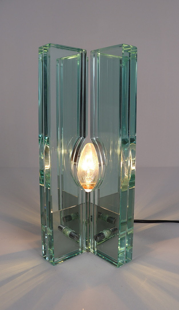 GIORGIO REGGIORI. 2er Set Tischlampen/Glasobjekte von Giorgio Reggiori für Gallotti & Radice, 1960er Jahre, Italien.