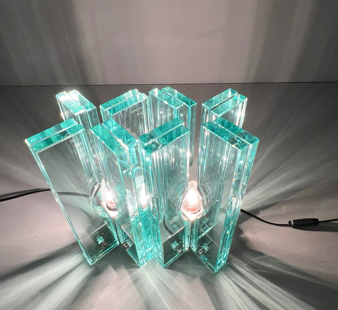 GIORGIO REGGIORI. 2er Set Tischlampen/Glasobjekte von Giorgio Reggiori für Gallotti & Radice, 1960er Jahre, Italien.
