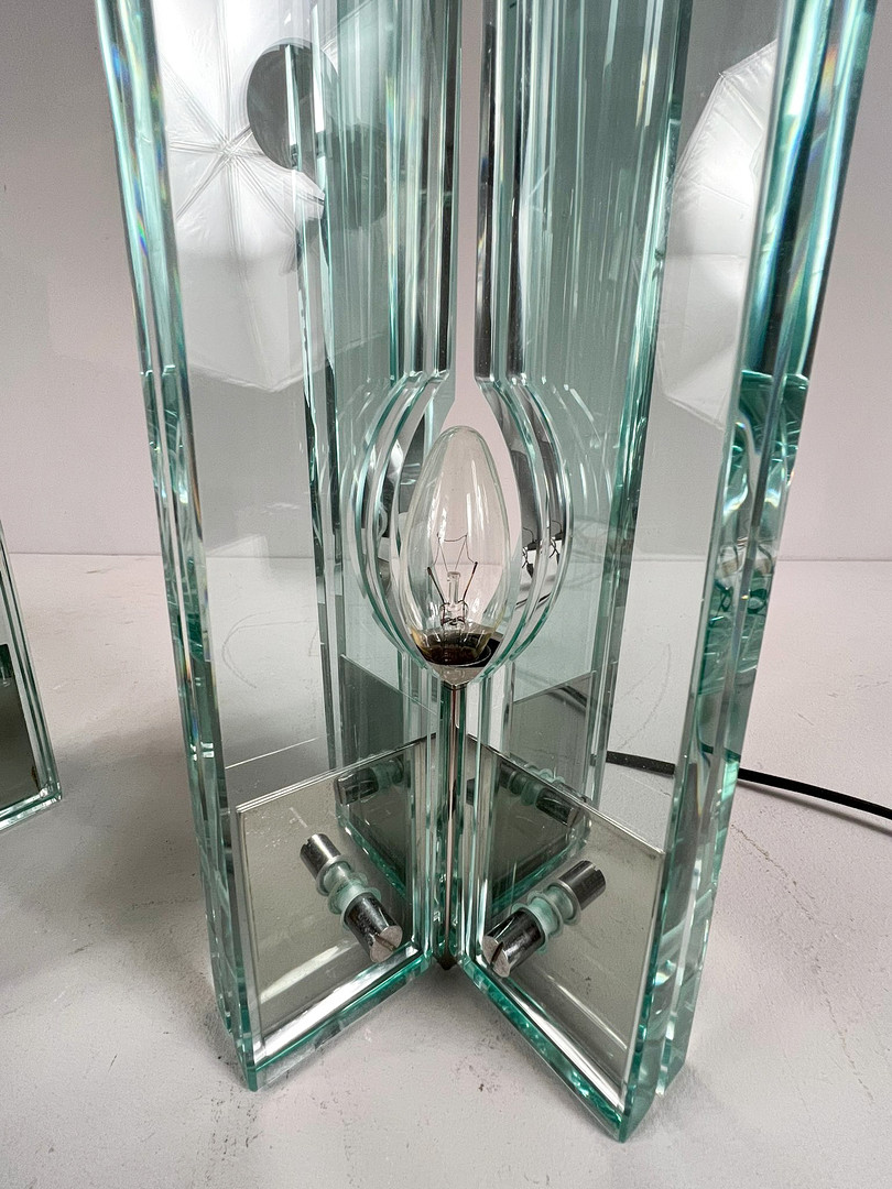 GIORGIO REGGIORI. 2er Set Tischlampen/Glasobjekte von Giorgio Reggiori für Gallotti & Radice, 1960er Jahre, Italien.