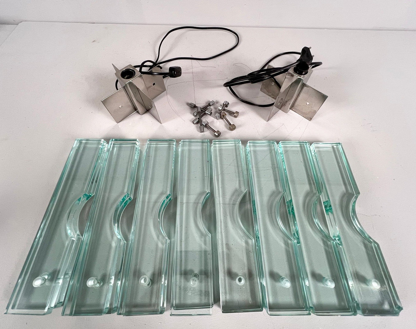 GIORGIO REGGIORI. 2er Set Tischlampen/Glasobjekte von Giorgio Reggiori für Gallotti & Radice, 1960er Jahre, Italien.