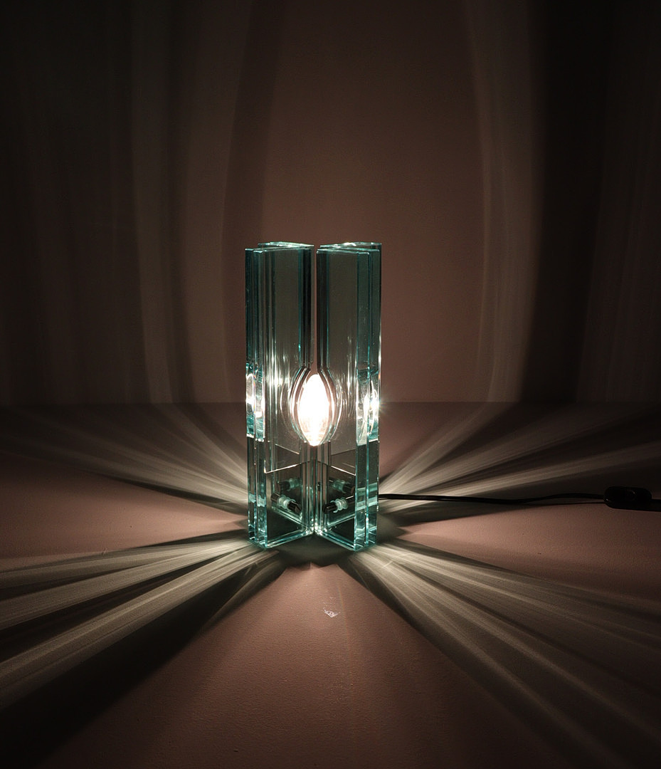 GIORGIO REGGIORI. 2er Set Tischlampen/Glasobjekte von Giorgio Reggiori für Gallotti & Radice, 1960er Jahre, Italien.