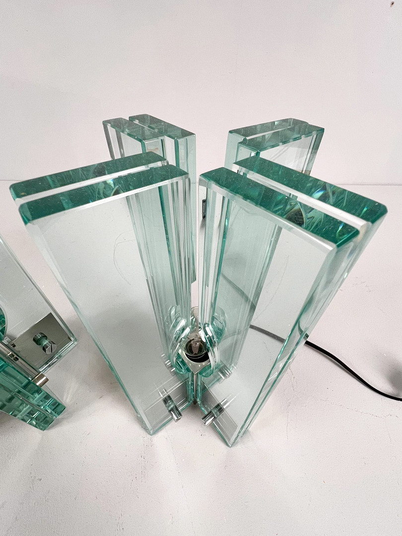 GIORGIO REGGIORI. 2er Set Tischlampen/Glasobjekte von Giorgio Reggiori für Gallotti & Radice, 1960er Jahre, Italien.