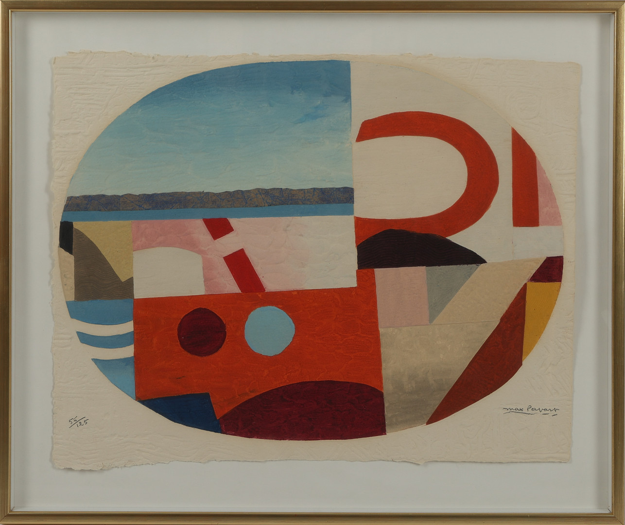 MAX PAPART. Oval komposition, carborundumetsning, signerad och numrerad 56/125.