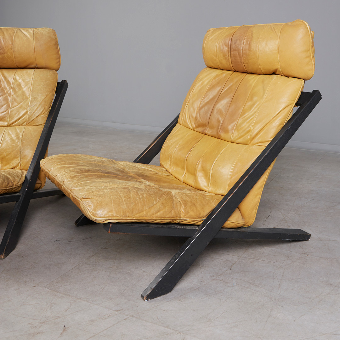UBALD KLUG. De Sede, Zwei Sessel / Lounge Chairs, Modell 'DS80', Leder, 1970er Jahre, Schweiz (2).