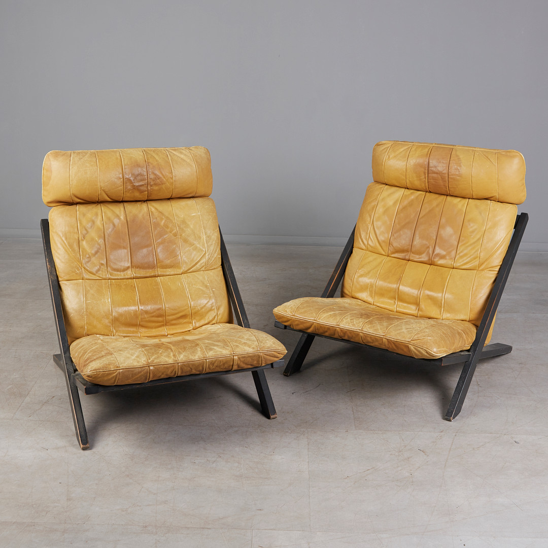 UBALD KLUG. De Sede, Zwei Sessel / Lounge Chairs, Modell 'DS80', Leder, 1970er Jahre, Schweiz (2).