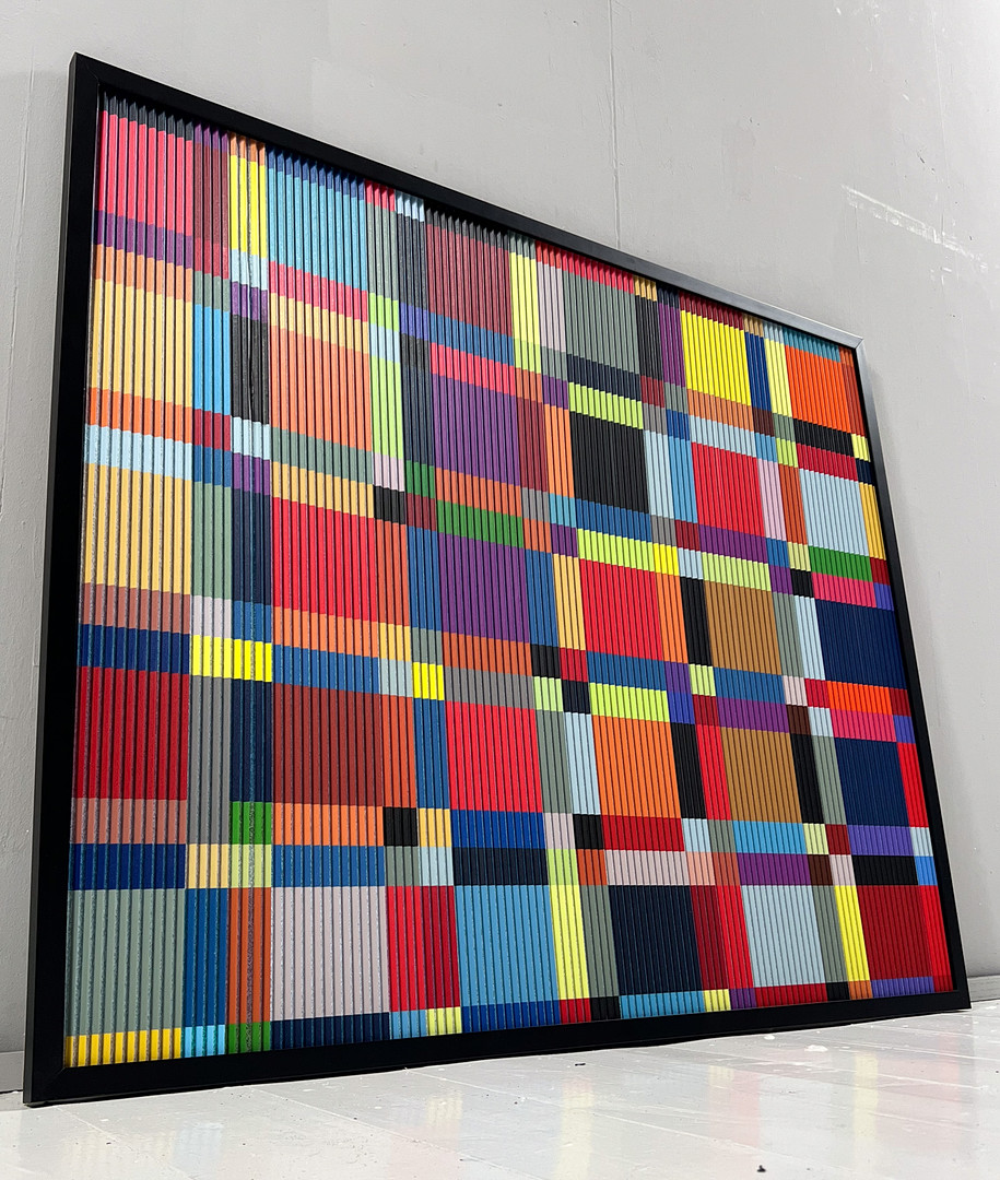 Lena László für Studio Exactly, Lenticular/3d Relief auf Aluminiumplatte mit Lamination, '210 geometric forms', limitiert.