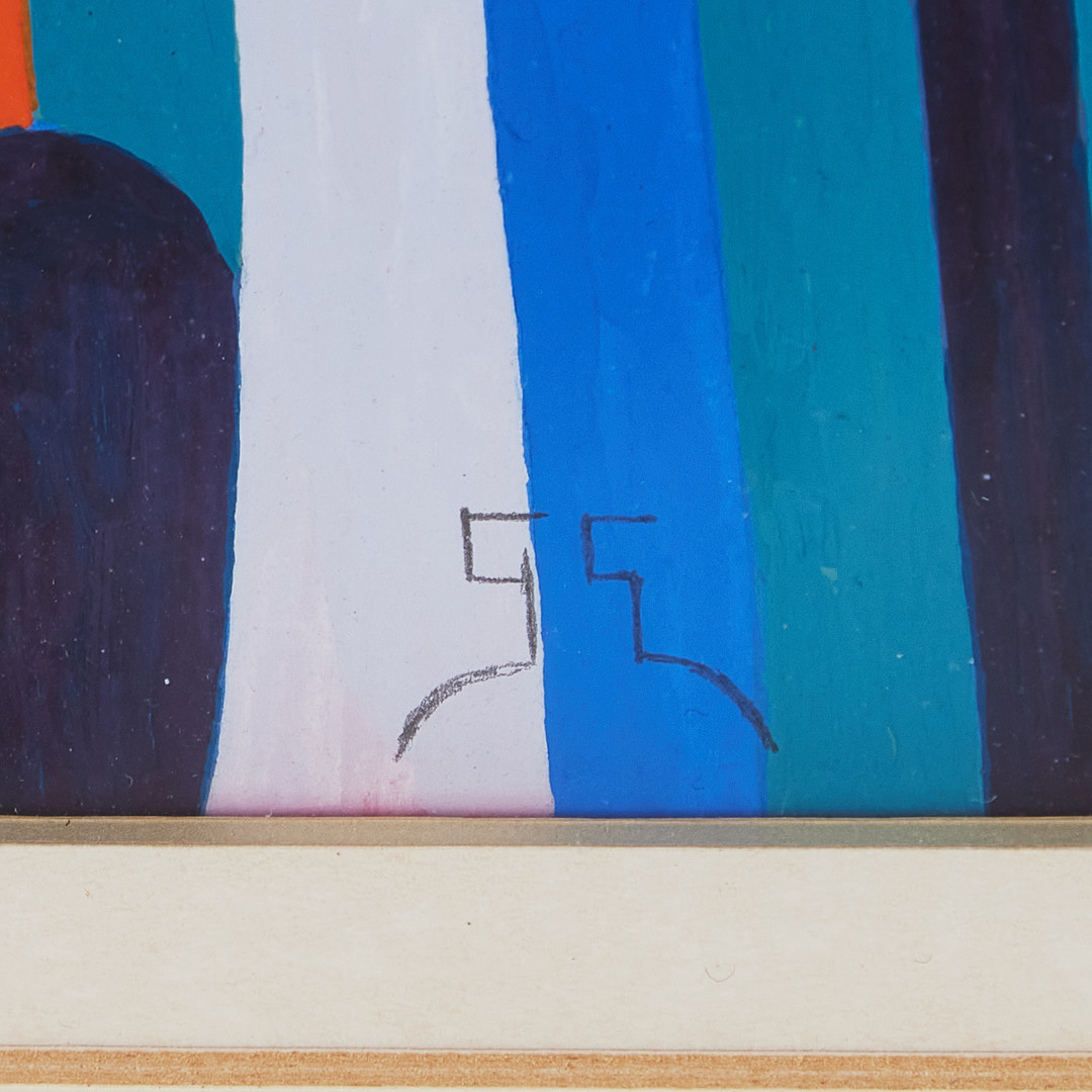GÖRAN ELIASSON. abstrakt komposition, gouache på papper, monogramsignerad.
