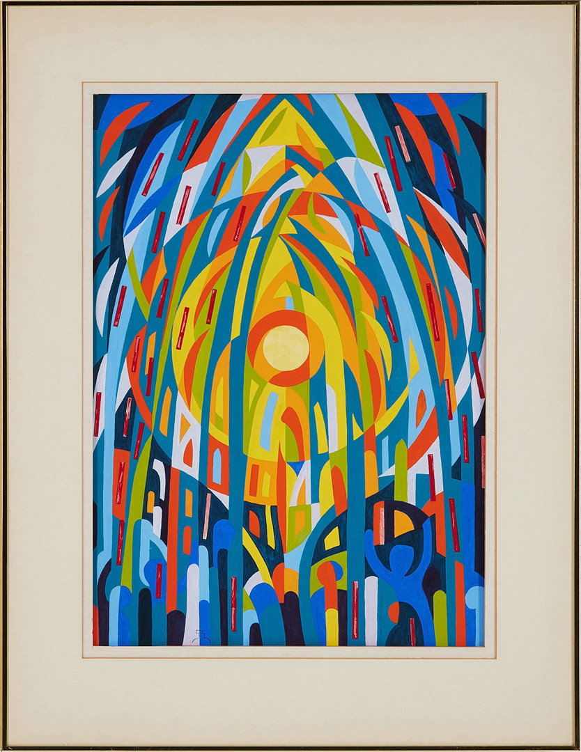 GÖRAN ELIASSON. abstrakt komposition, gouache på papper, monogramsignerad.