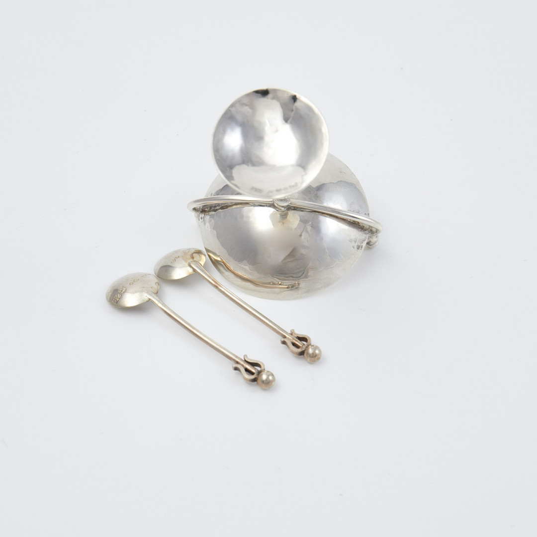 CARL INGVAR ENG, Silver, saltkar på fot, Falun, 1959, 1 par skedar, silver, medföljer.