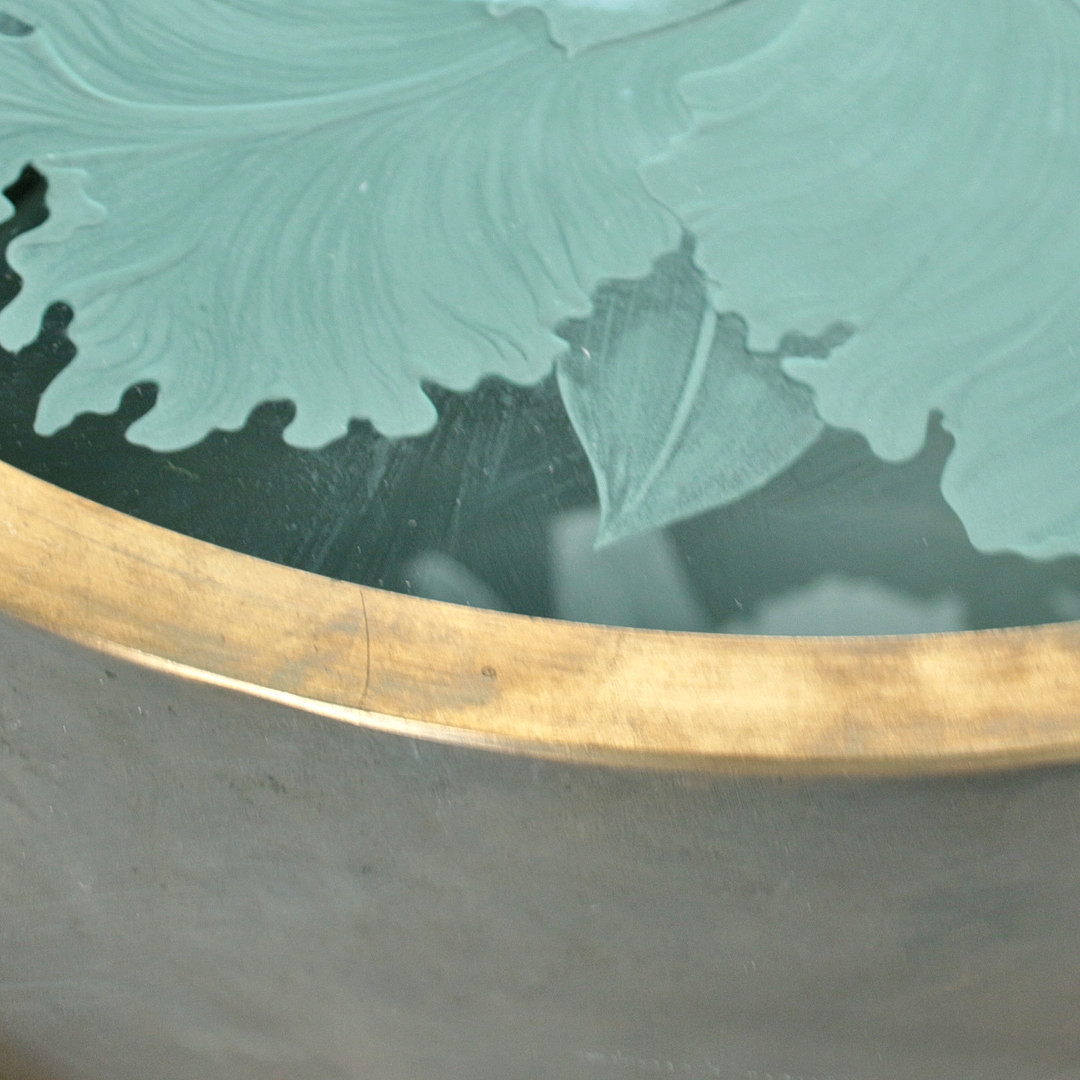 GERNOT SCHLUIFER. Beleuchteter Couchtisch / Coffeetable aus Bronze mit Schliffglasplatte, Künstlermöbel, signiert, 1981.