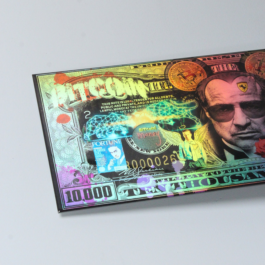 DIEDERICK VAN APPLE. 'The Wolf of Wall Street - Bitcoin', 2022, 3D-Kunstwerk / Mischtechnik, limitiert, Ed. 3/3, signiert.