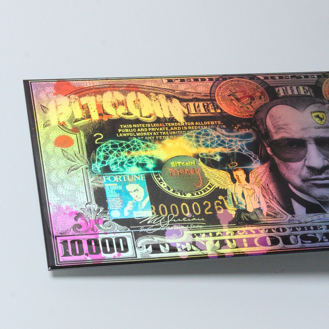 DIEDERICK VAN APPLE. 'The Wolf of Wall Street - Bitcoin', 2022, 3D-Kunstwerk / Mischtechnik, limitiert, Ed. 3/3, signiert.
