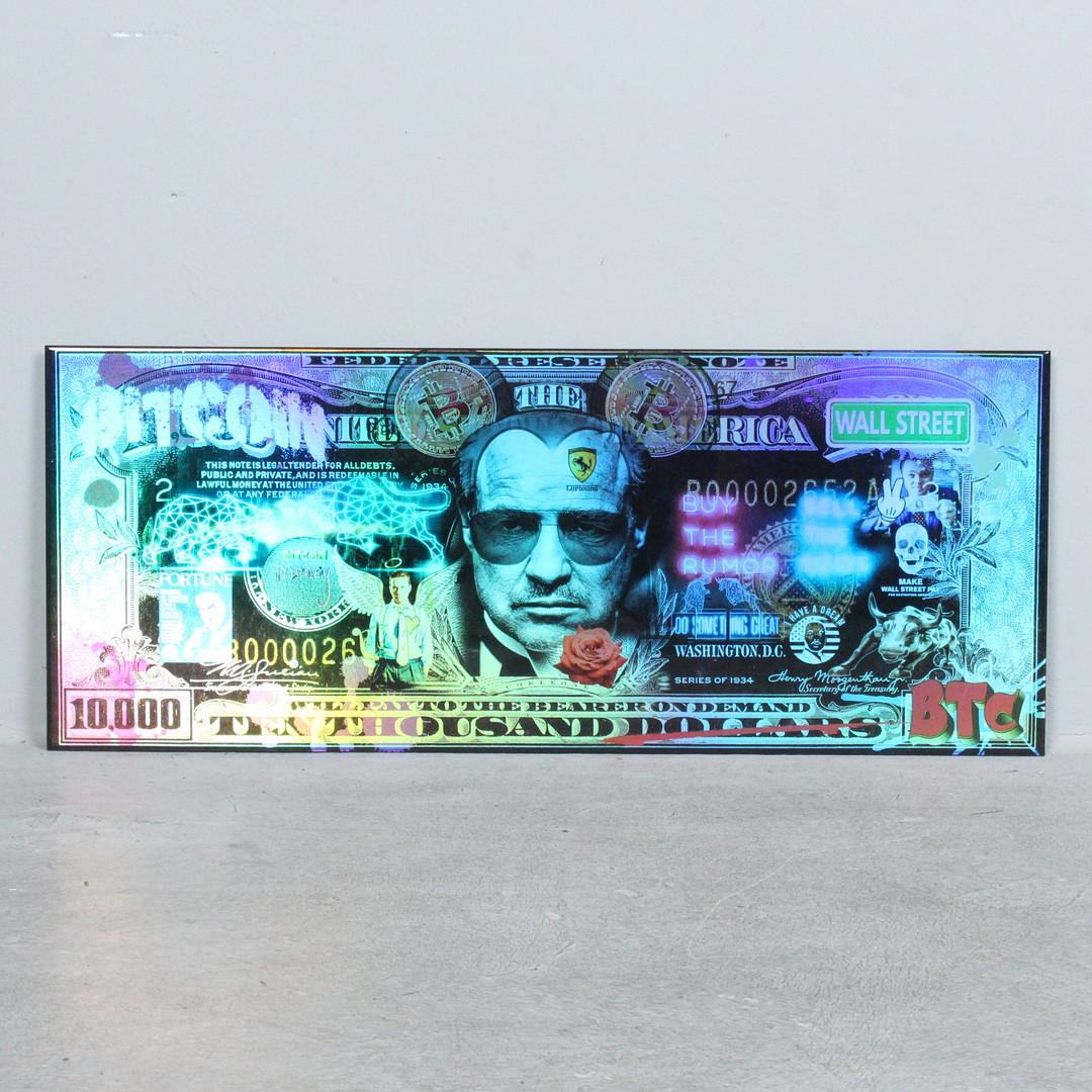 DIEDERICK VAN APPLE. 'The Wolf of Wall Street - Bitcoin', 2022, 3D-Kunstwerk / Mischtechnik, limitiert, Ed. 3/3, signiert.