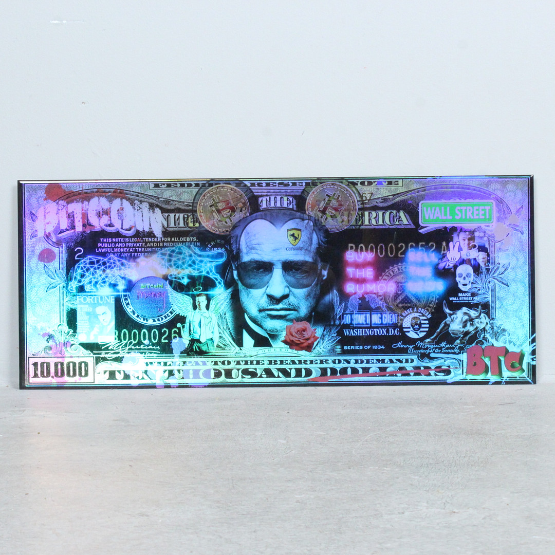 DIEDERICK VAN APPLE. 'The Wolf of Wall Street - Bitcoin', 2022, 3D-Kunstwerk / Mischtechnik, limitiert, Ed. 3/3, signiert.
