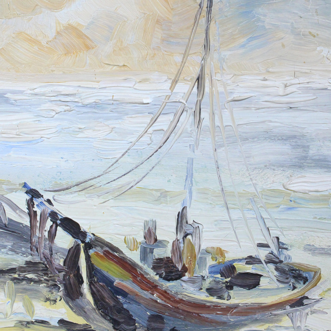 Unbekannter Künstler. 'Segelboot', Öl auf Leinwand.