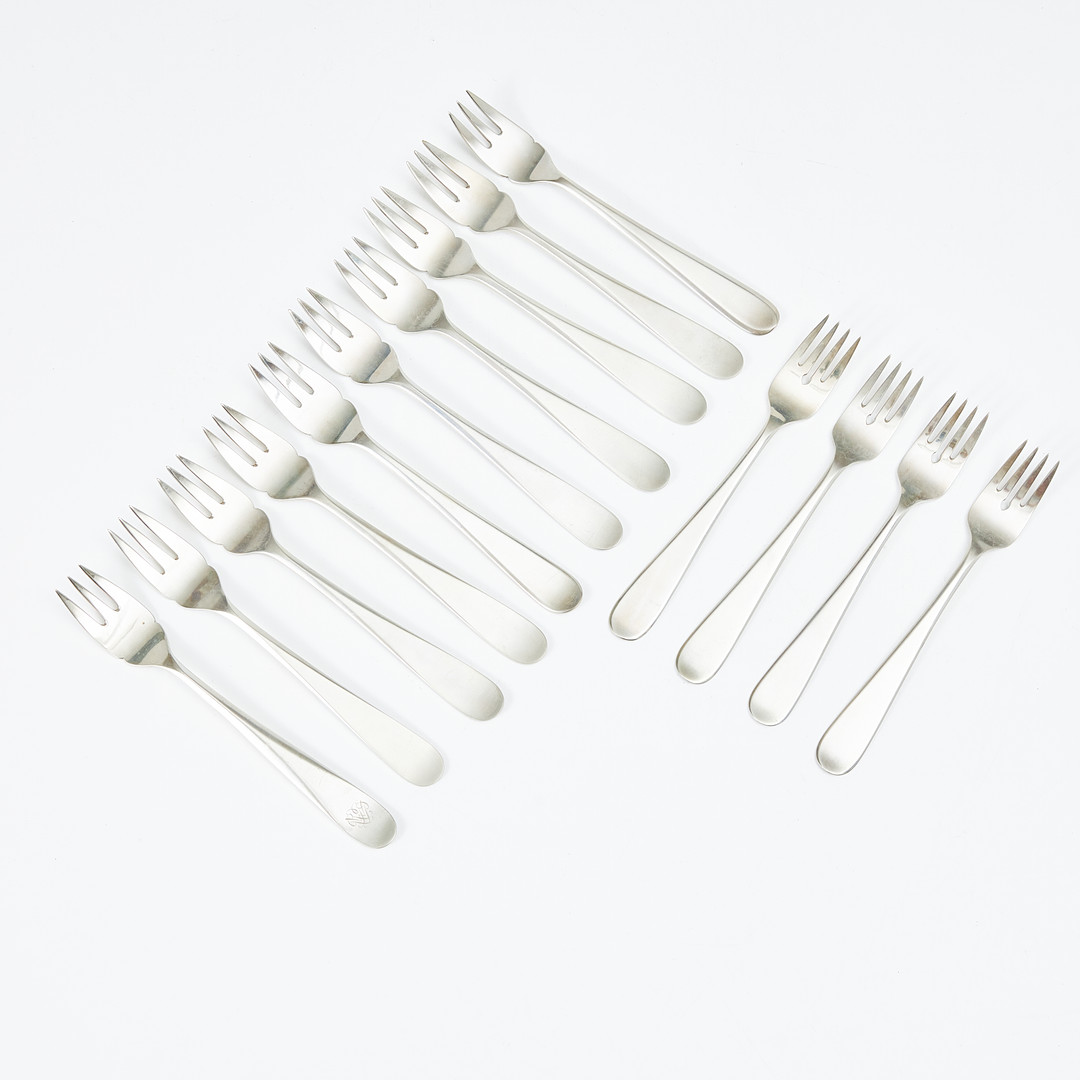 ATELIER BORGILA, fiskgafflar, 14 st, silver, olika årsindex.