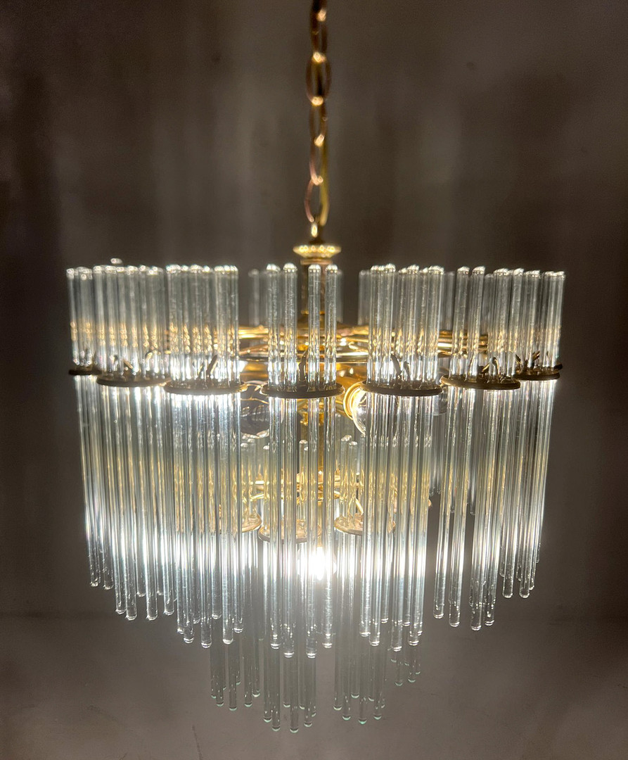 GAETANO SCIOLARI. Mid Century Kronleuchter/Deckenlampe, Murano, Italien, 1970er Jahre.
