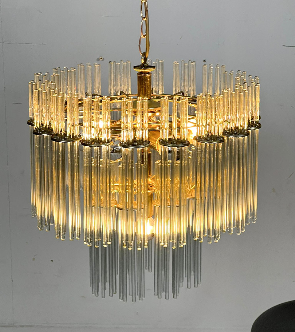 GAETANO SCIOLARI. Mid Century Kronleuchter/Deckenlampe, Murano, Italien, 1970er Jahre.