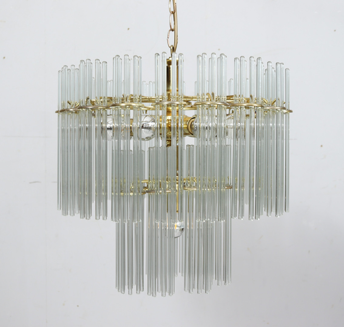 GAETANO SCIOLARI. Mid Century Kronleuchter/Deckenlampe, Murano, Italien, 1970er Jahre.