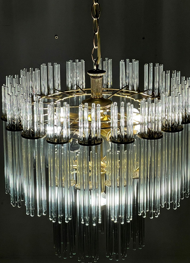 GAETANO SCIOLARI. Mid Century Kronleuchter/Deckenlampe, Murano, Italien, 1970er Jahre.