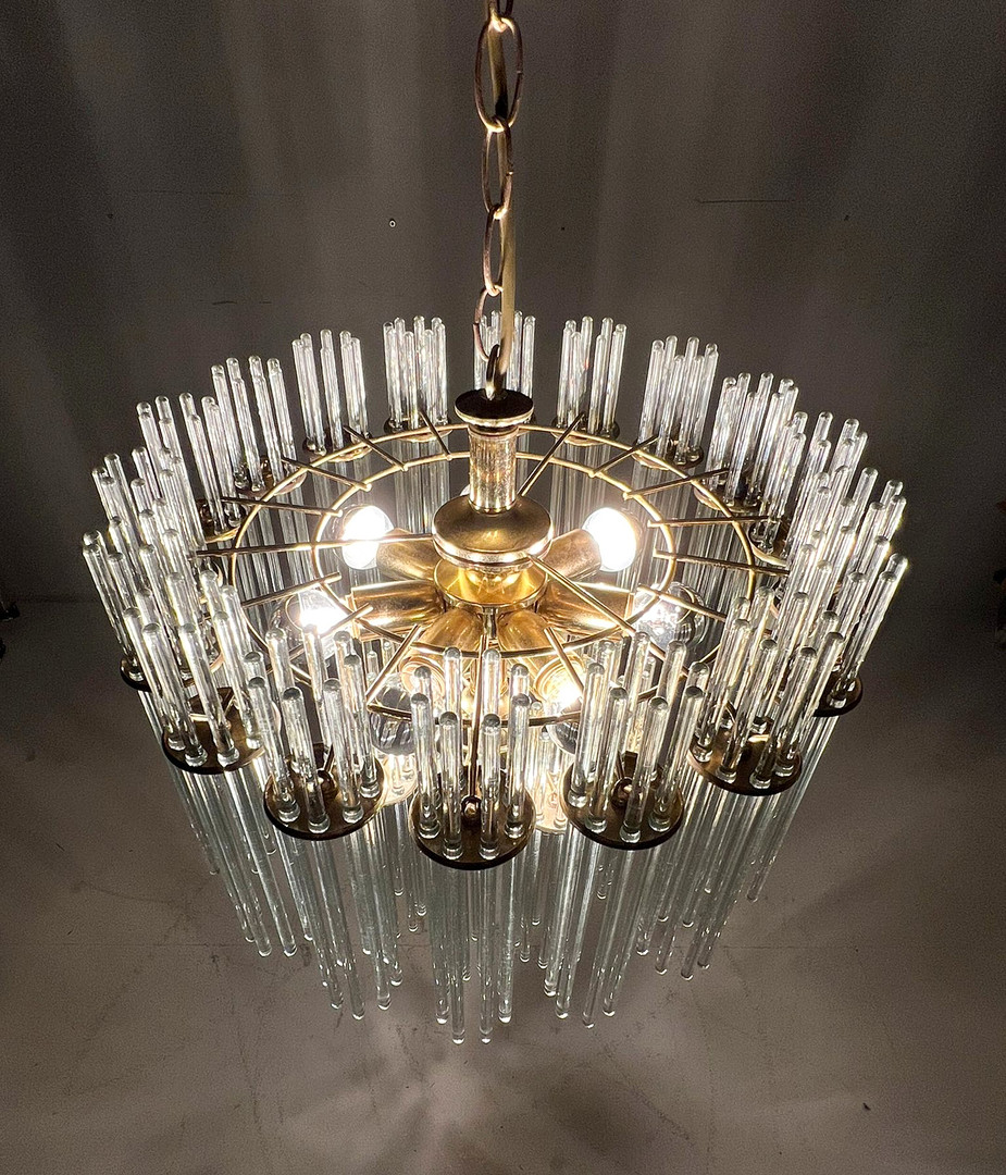 GAETANO SCIOLARI. Mid Century Kronleuchter/Deckenlampe, Murano, Italien, 1970er Jahre.