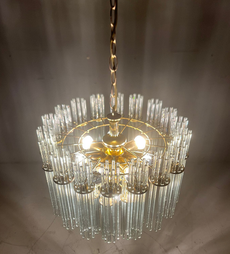 GAETANO SCIOLARI. Mid Century Kronleuchter/Deckenlampe, Murano, Italien, 1970er Jahre.