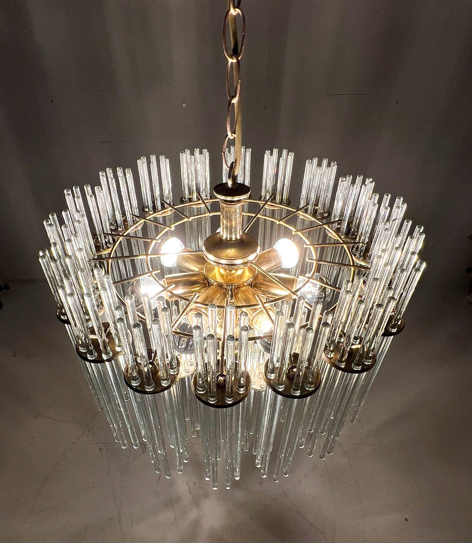 GAETANO SCIOLARI. Mid Century Kronleuchter/Deckenlampe, Murano, Italien, 1970er Jahre.