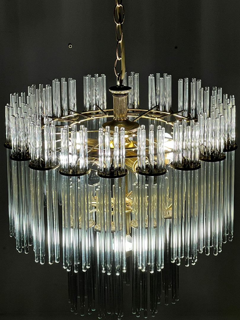 GAETANO SCIOLARI. Mid Century Kronleuchter/Deckenlampe, Murano, Italien, 1970er Jahre.