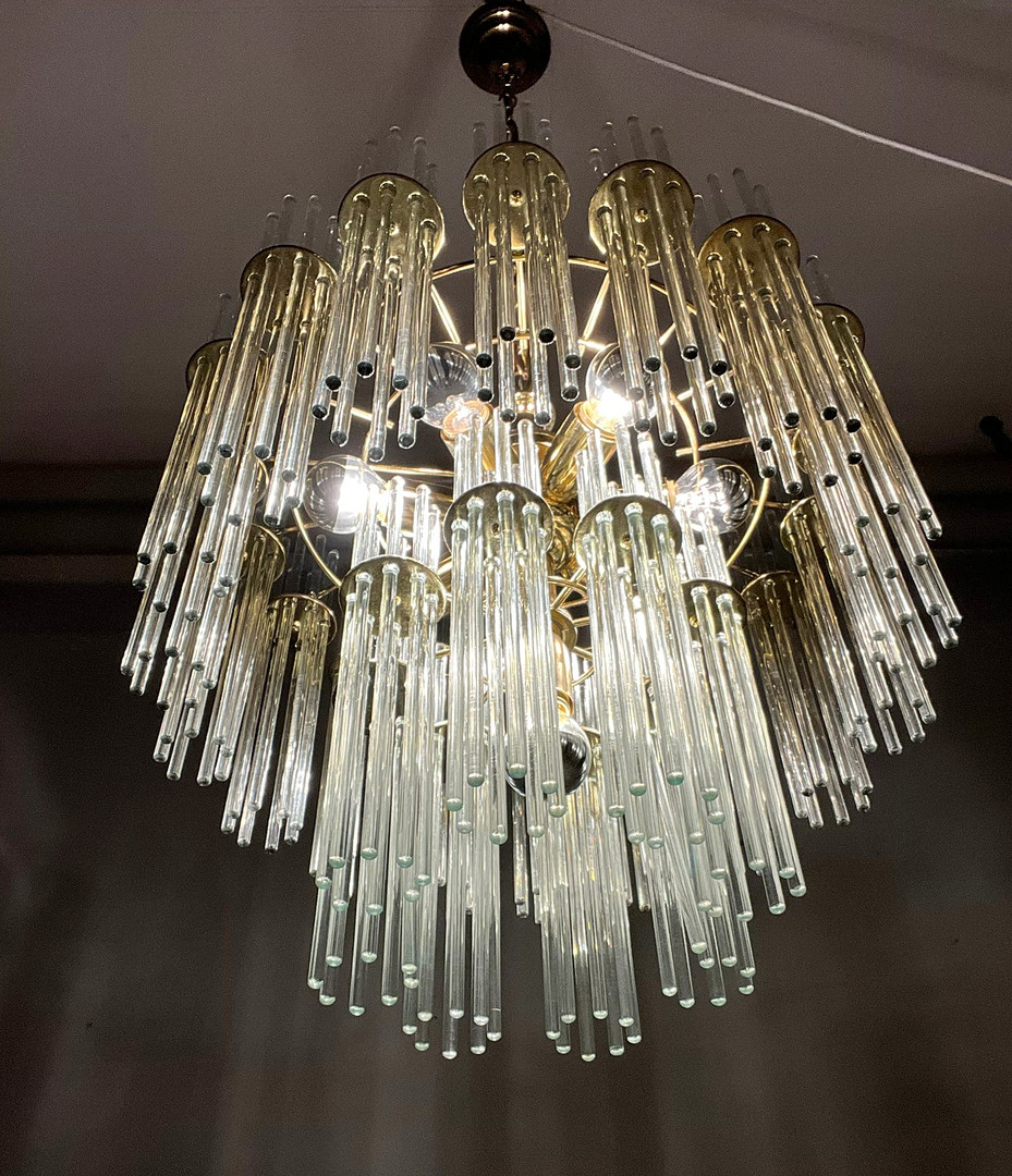 GAETANO SCIOLARI. Mid Century Kronleuchter/Deckenlampe, Murano, Italien, 1970er Jahre.