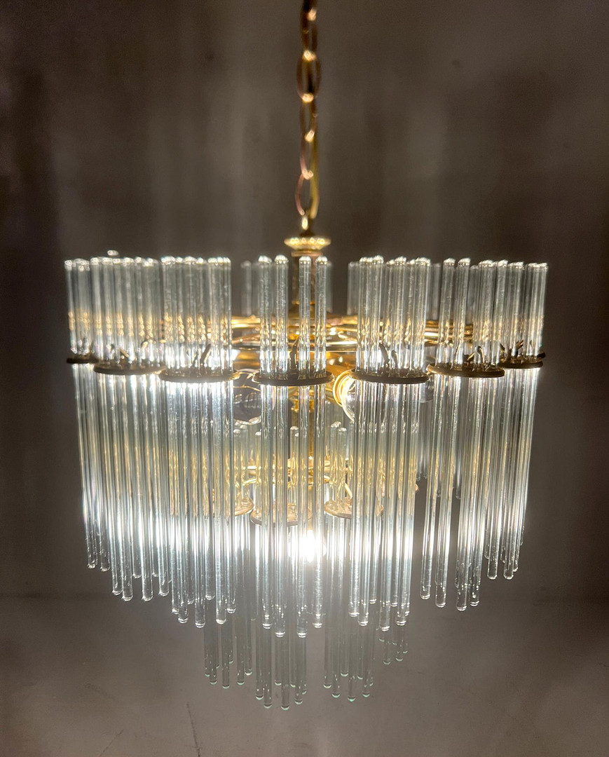 GAETANO SCIOLARI. Mid Century Kronleuchter/Deckenlampe, Murano, Italien, 1970er Jahre.