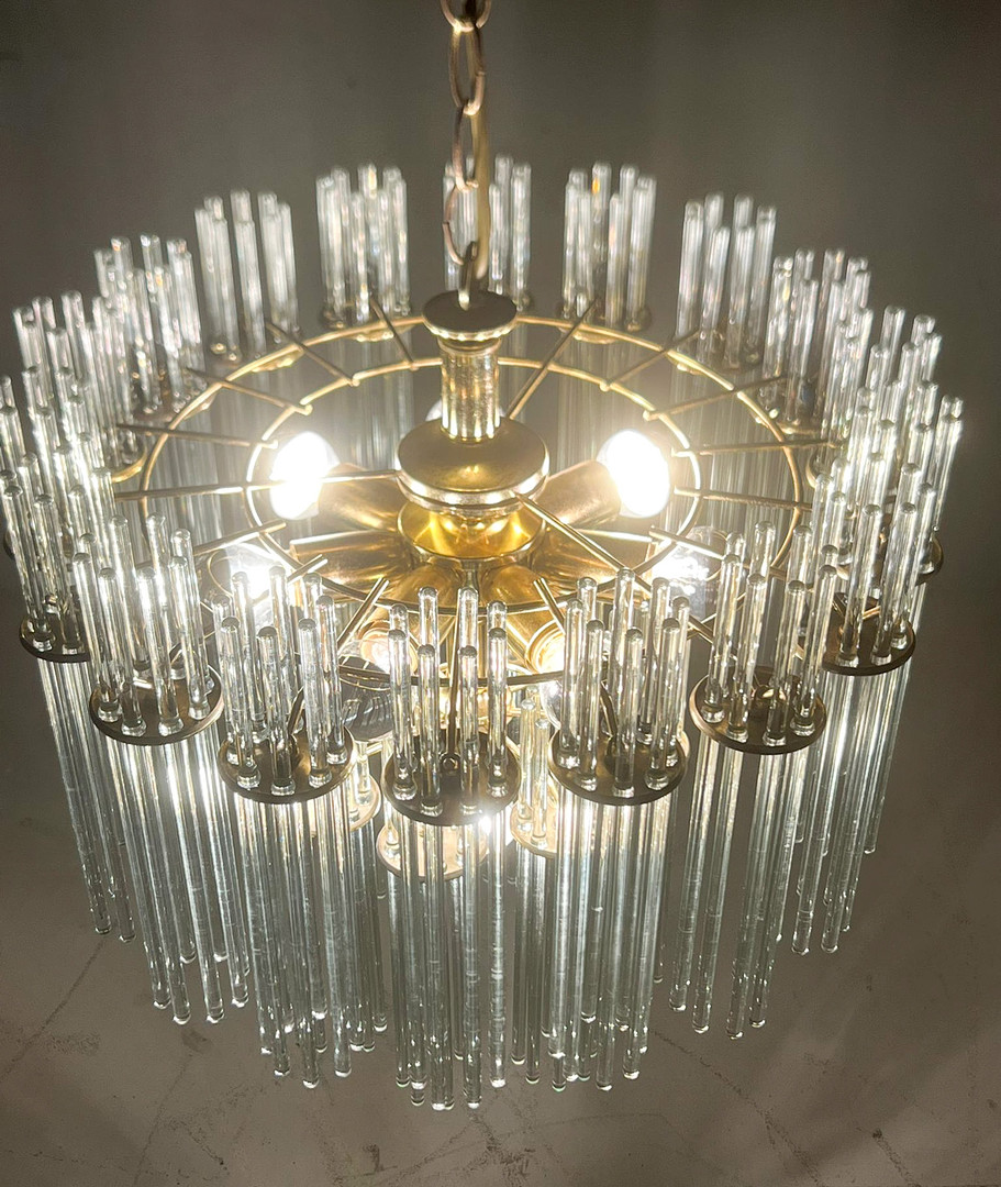 GAETANO SCIOLARI. Mid Century Kronleuchter/Deckenlampe, Murano, Italien, 1970er Jahre.