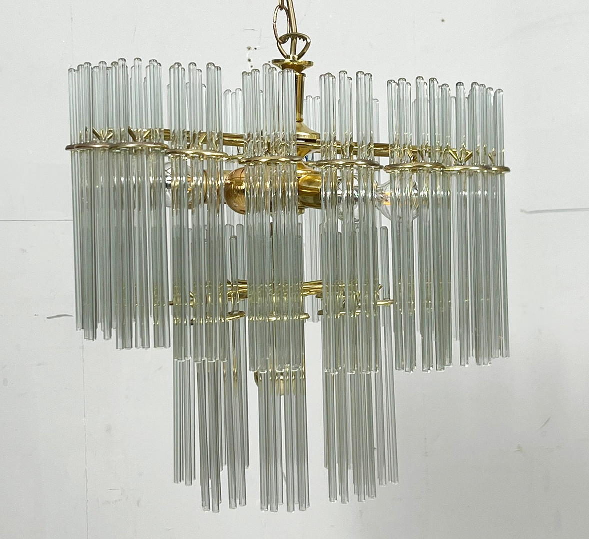 GAETANO SCIOLARI. Mid Century Kronleuchter/Deckenlampe, Murano, Italien, 1970er Jahre.