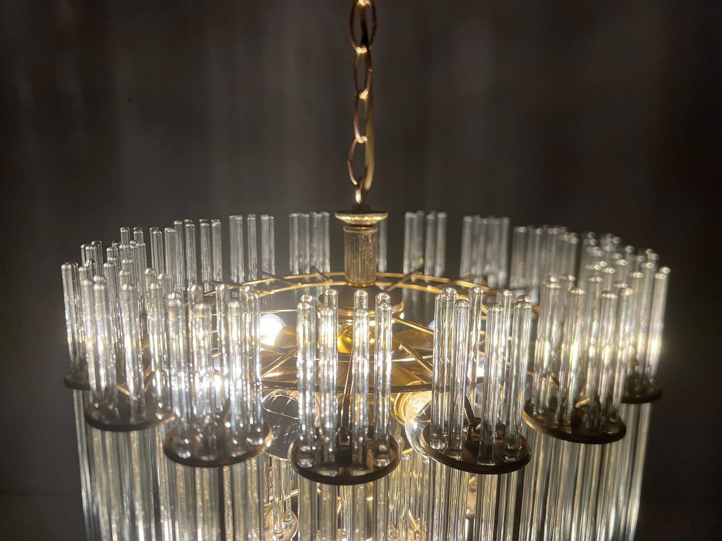 GAETANO SCIOLARI. Mid Century Kronleuchter/Deckenlampe, Murano, Italien, 1970er Jahre.