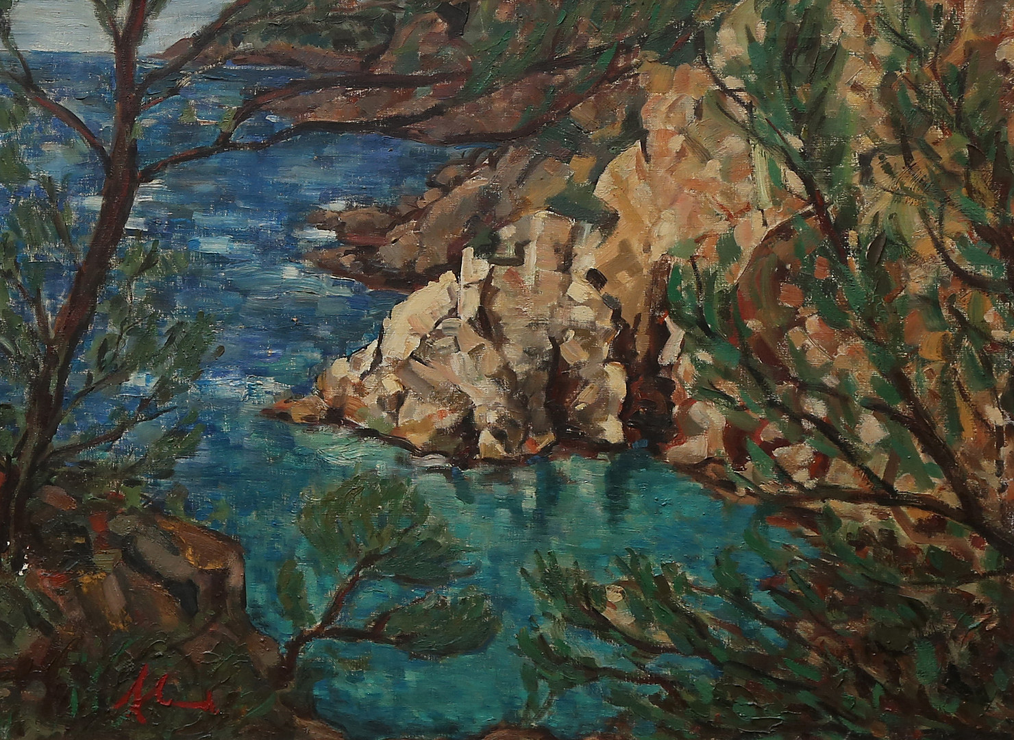ESCUELA ESPAÑOLA HACIA 1960. Seaside view.