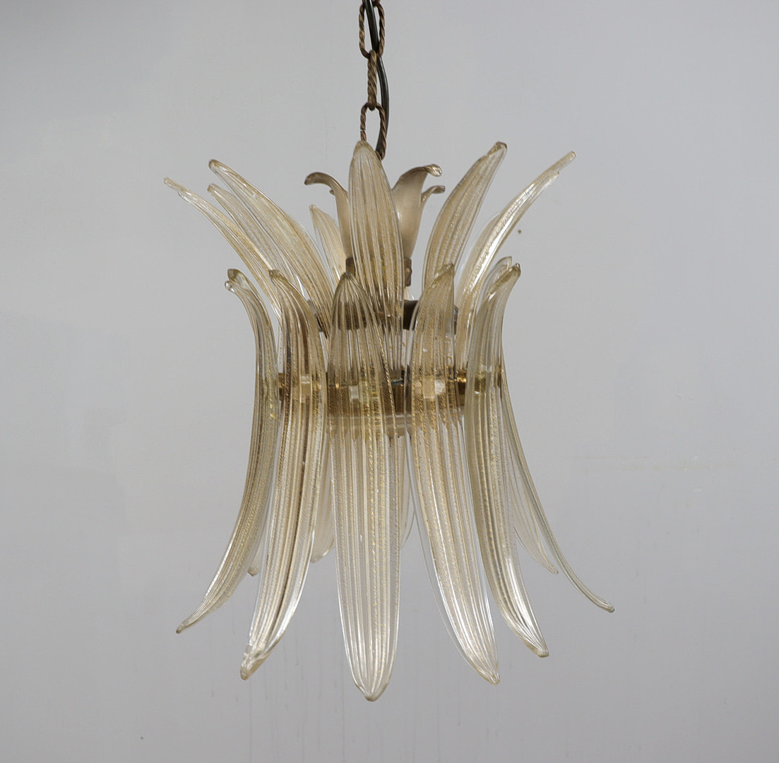 Mid Century Palmette Deckenlampe/Deckenleuchte von Barovier& Toso, Muranoglas, Italien, 1960er Jahre.